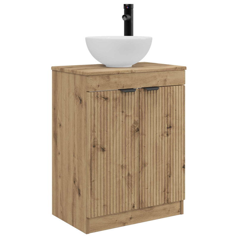 Single Bathroom Vanity with Ceramic Basin, Artisan Oak