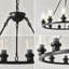 Lustre noir à 6 lumières en forme de roue de chariot (ampoules non comprises)-136223359