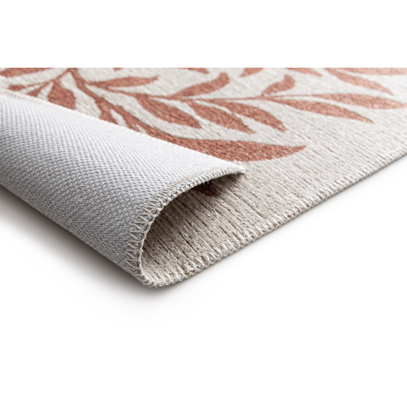 Floral Recycled P.E.T Area Rug, Rectangle 200 x 290 cm, Cream/Pink