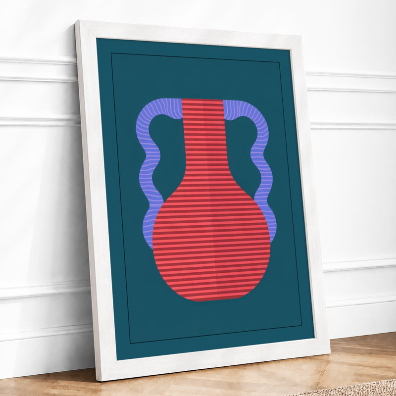 Vase Form Geometric - Framed Print, A2 - 59.4 x 42.0 cm, White