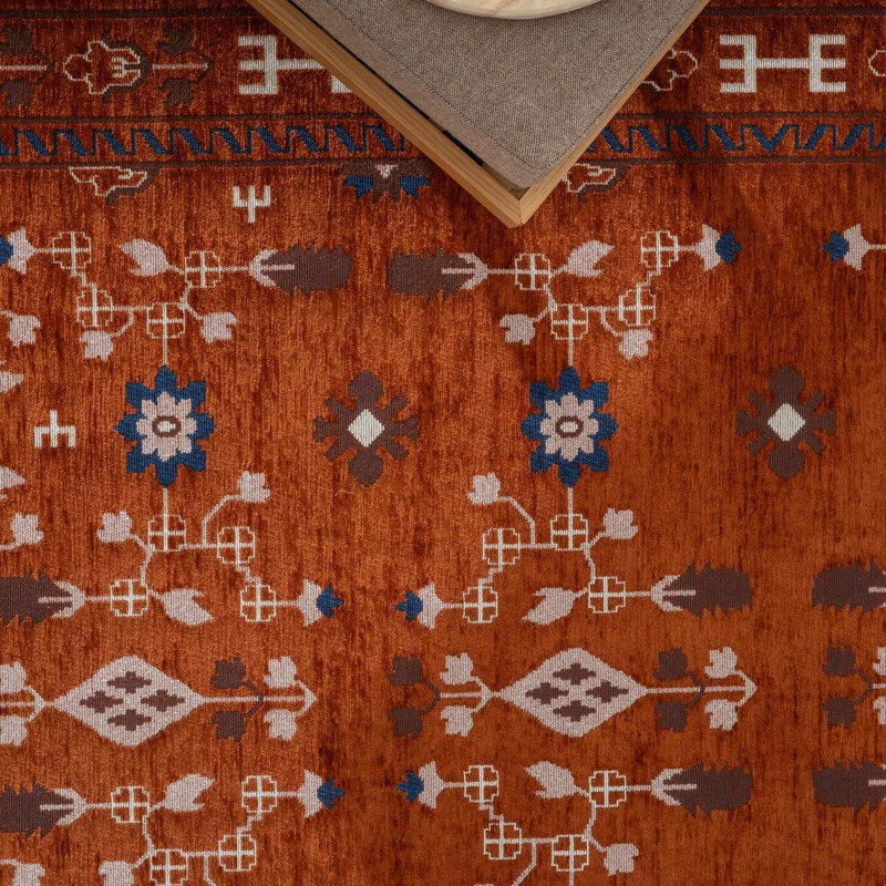 River Slim Washable Rug, Rust, 7'10" x 10'