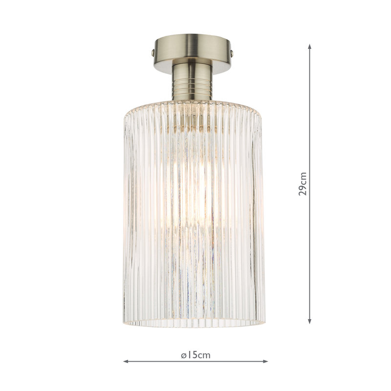 EMERSON 1LT SEMI FLUSH CW CYLINDER GLASS, Antique Chrome