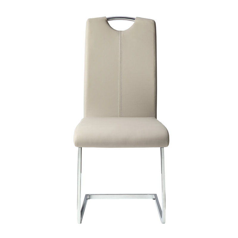 Chaises d'appoint modernes en similicuir gris pour salle à manger, 2 pièces, chaises de salle à manger ultramodernes à base en métal, 2 pièces, revêtement, bord