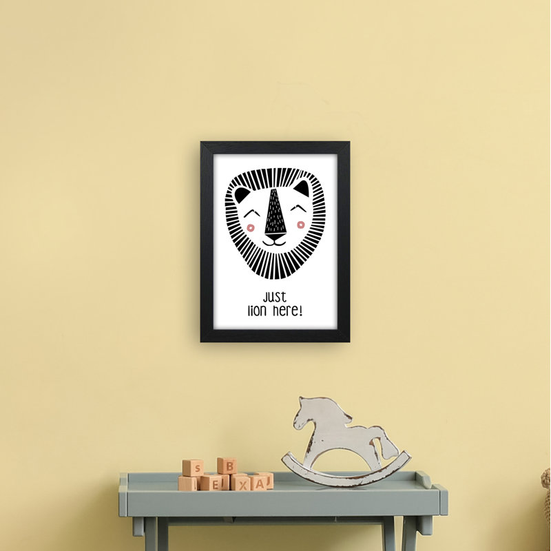 Lion by Miniofmine - Print, Brown Framed, 34cm H x 25cm W x 3cm D