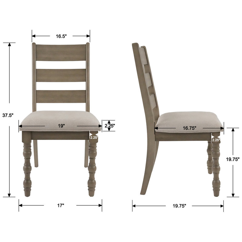 Chaise d'appoint rembourrée de 17 po de large Farmhouse, Gris, Lin beige