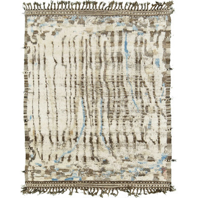 Tapis ivoire et bleu moderne délavé