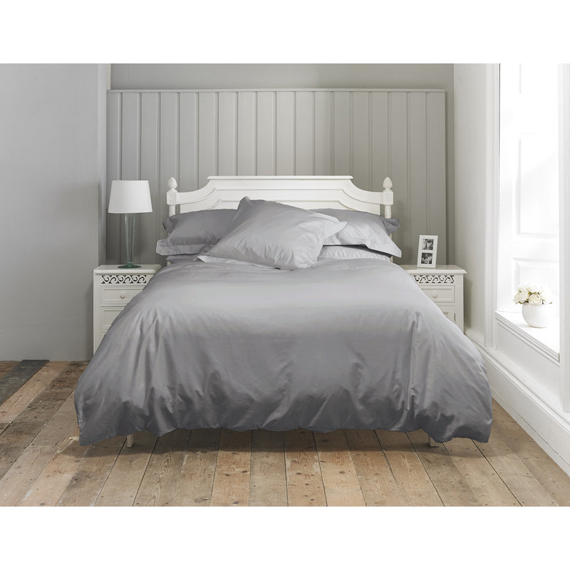 Cotton Solid Colour Duvet Cover Set with Pillowcases, Platinum, Kingsize - 2 Standard Pillowcases