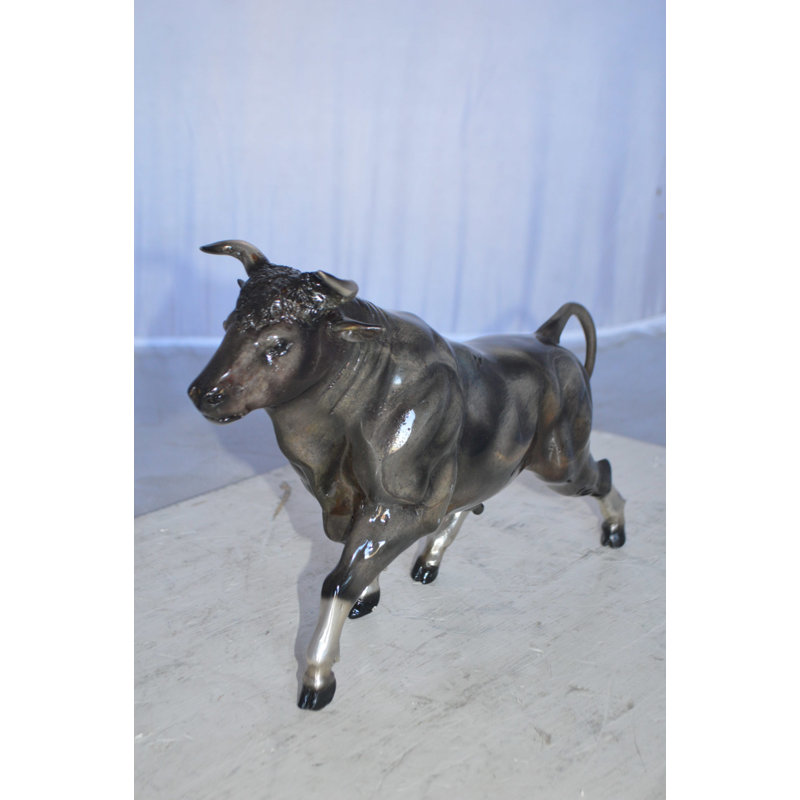 Statue en bronze Ming Trotting Trotting Bull - Taille: L 13 po x l 3 po x H 10 po. 
