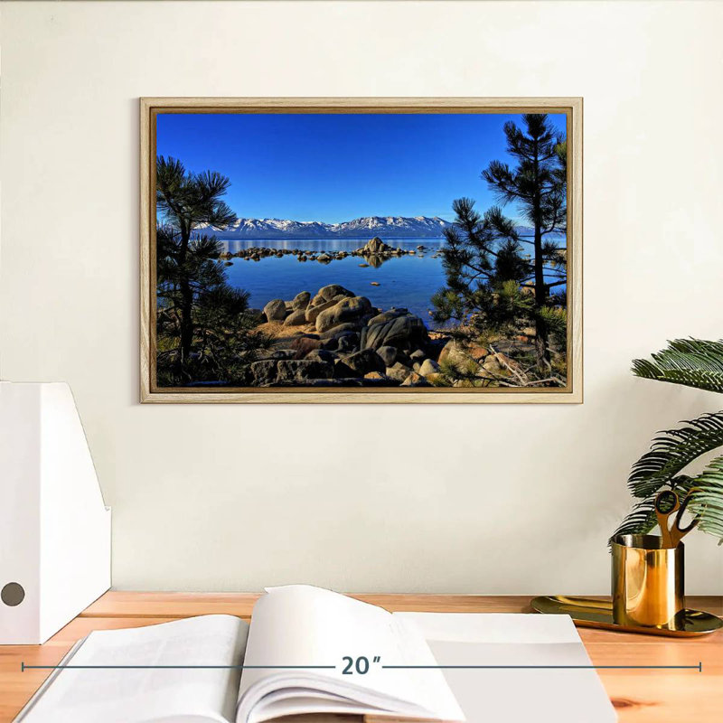 Lac Tahoe depuis l'anse Zephyr, Cadre flottant en bois naturel, 13 po x 9 po