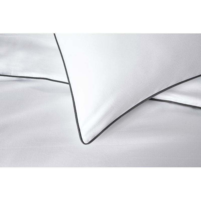 Budding Cotton Solid Colour Duvet Cover Set with Pillowcases, Double - 2 Standard Pillowcases, White/Grey