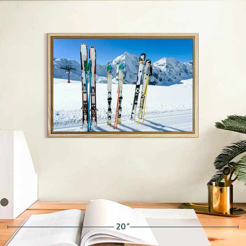 Skis des montagnes enneigées, Cadre flottant en bois naturel, 13 po x 9 po