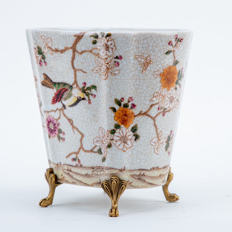 Pot à fleurs en porcelaine blanc bronze Ormolu