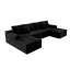 Canapé modulaire spacieux en velours côtelé noir moelleux pour salon moderne