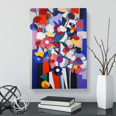 Colourful Flowers Bauhaus - Wrapped Canvas
