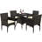 4-Person Patio HDPE Rattan Dining Set with Umbrella Hole