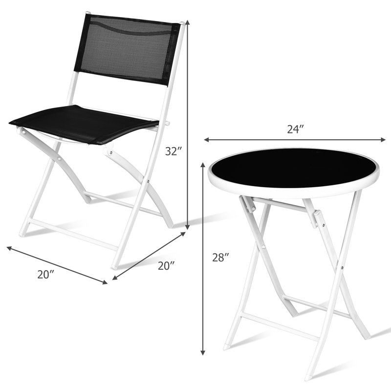 Ensemble bistro Ching Round pour 2 personnes 24 po, Noir