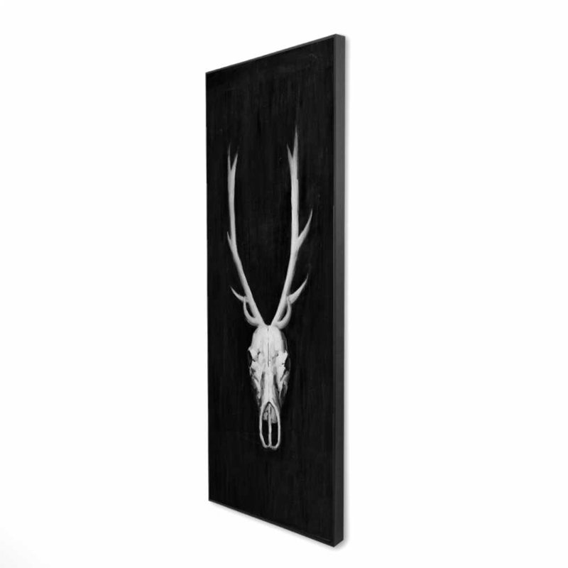Crâne de cerf sur fond noir - décor de toile monochrome