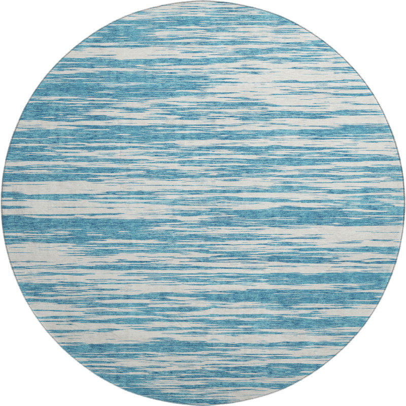 Premium Machine Washable Prisco Teal Rug, Round 8'