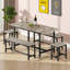 Ensemble de table de salle à manger extensible pour 4-8 à 63 pouces de large plateau de table en bois brun rustique extensible avec structure en métal, 2 bancs et 2 tabourets, peu encombrant pour la cuisine, les appartements ou les rassemblements-1274671031
