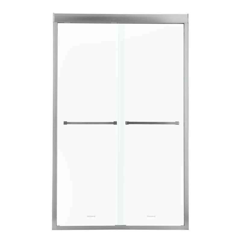Cabine de douche coulissante semi-sans cadre H 48 po x H 76 po, Nickel brossé