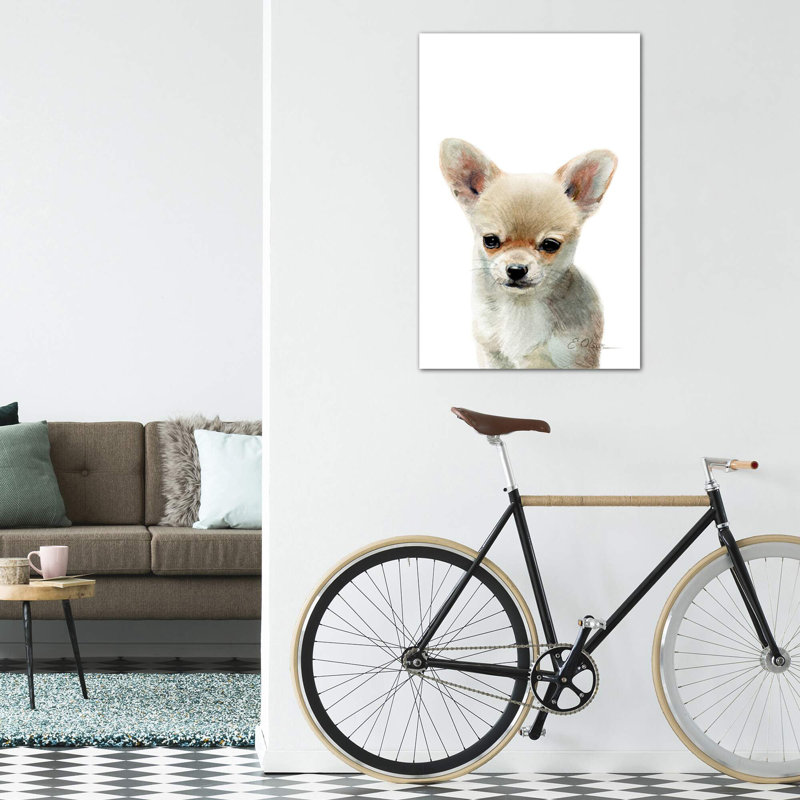 Chihuahua Puppy par Watercolor Luv - reproduction d'art, H 12 po x l 8 po x P 0,75 po, Toile tendue, Pas de tapis