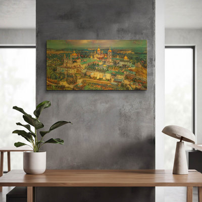 'Kyiv Ukraine Kyiv Pechersk Lavra Monastery of the Caves' By Pedro Gavidia Gold Metal Wall Art, 24" x 12"