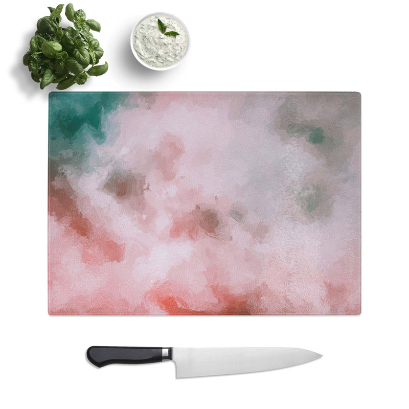 Tempered Glass Cloud Chopping Board, 39 cm W x 28.5 cm L