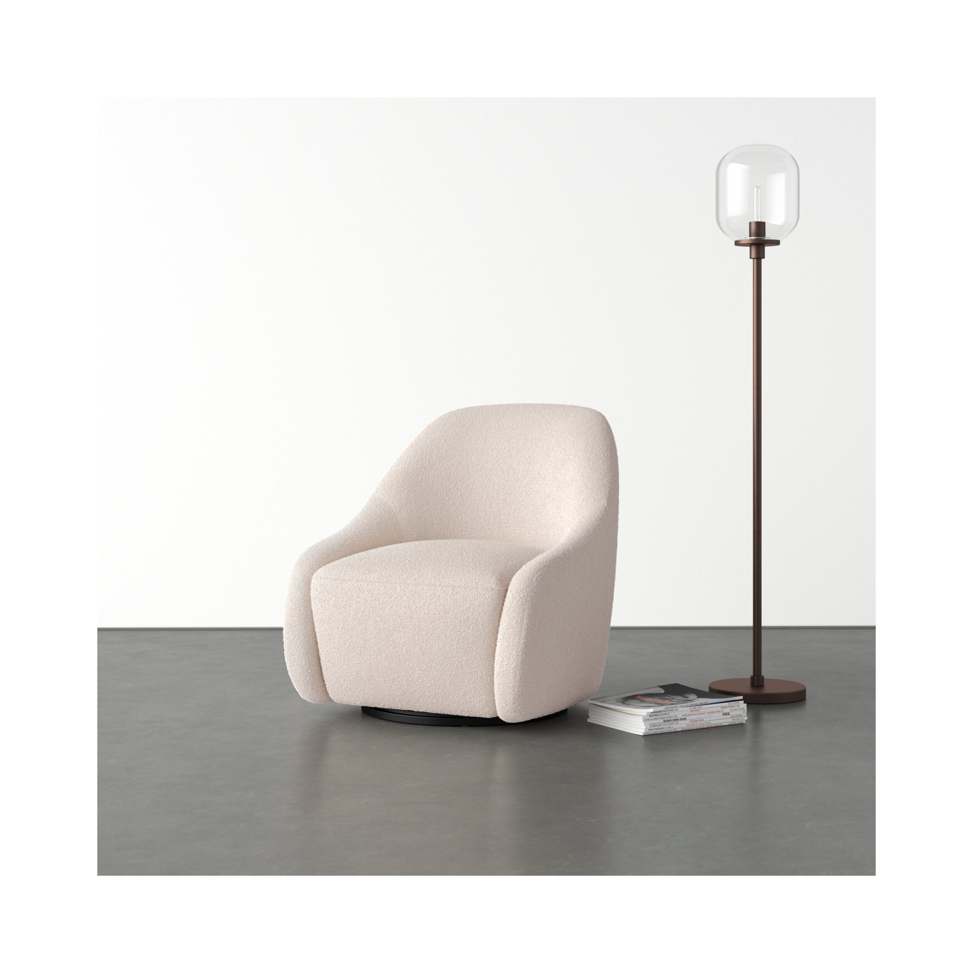 Fiera Upholstered Swivel Barrel Chair, Knoll Sand