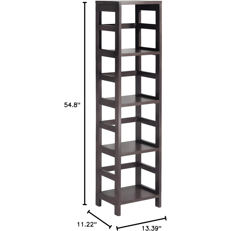 Winsome Wood 4-Section Storage Shelf With Foldable Fabric Baskets, Open Airy Design, Solid And Composite Wood Construction