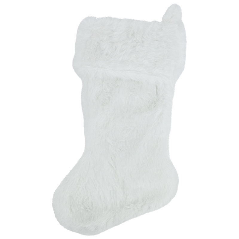 Chaussette de Noël 19 po en peluche blanche