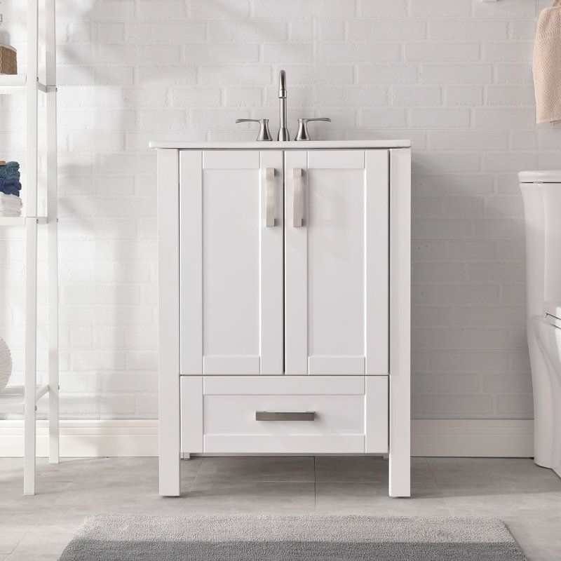 Anya-Beth 24'' Single Bathroom Vanity with Manufactured Wood Top, White