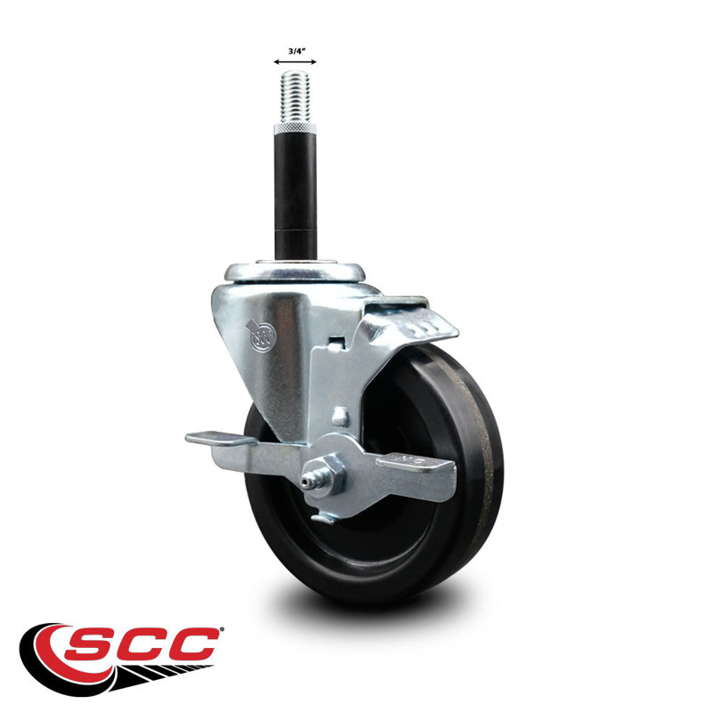 Phenolic Swivel Expanding Stem Caster with Brake SCC TLB 4" x 3/4"