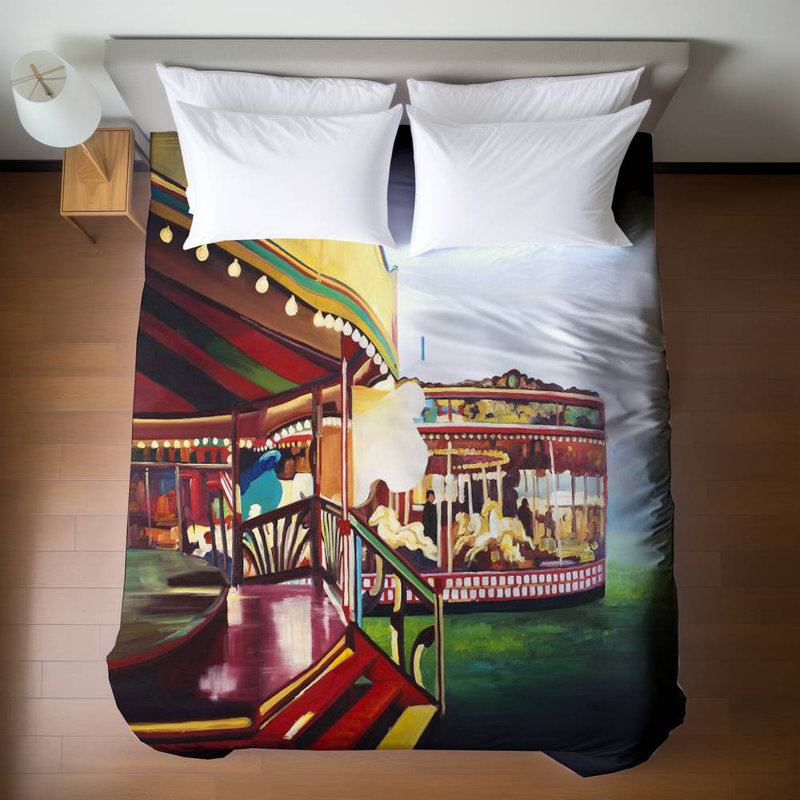 Carousel in a Carnaval Blue Duvet Cover | Home Decor Bedding