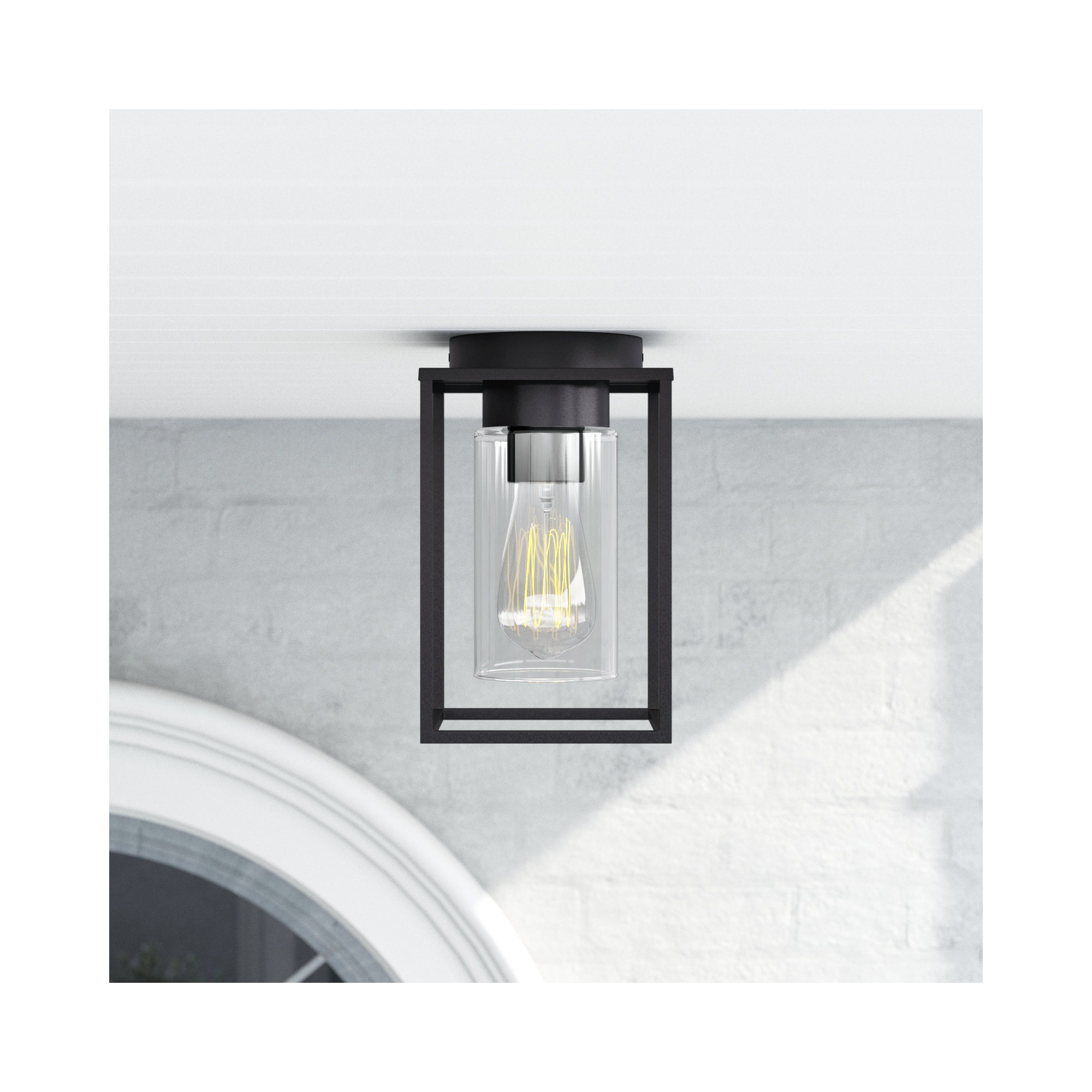 Jordana Rectangle Outdoor Flush Mount, Black