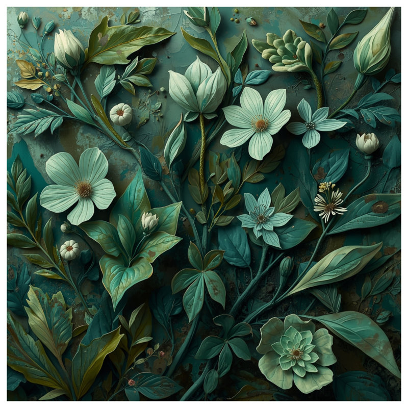 Green Botanical Illustration Comforter, Queen