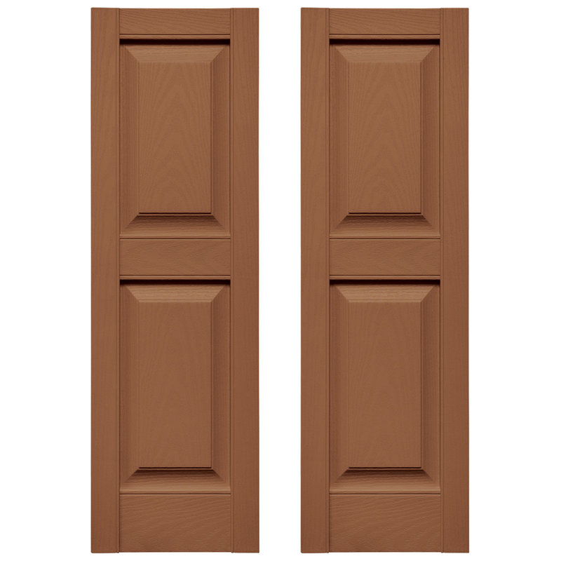 Builders Edge, deux panneaux égaux standards, volet à panneau surélevé simple, 12 po, 35 po, Cèdre traité