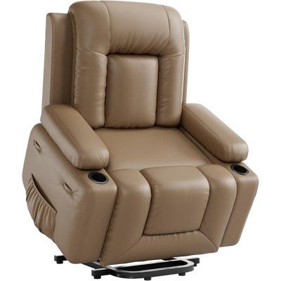 PU Leather Power Lift Recliner Chair, Faux Leather Recliner Chair Sofa with Massage and Heat, Remote Control Electric Stand Assist, for Elderly and Pe by Alcott Hill