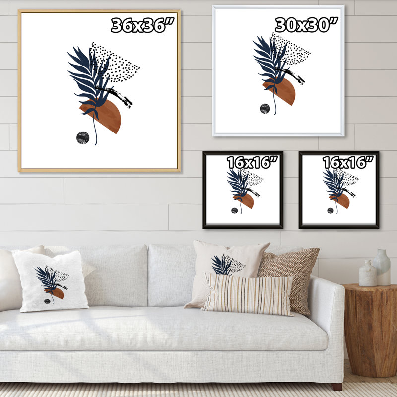 «Abstract Palm Leaf Abstract Half Moons I», reproduction d'art sur toile tropicale, H 36 po x l 36 po x P 1 po