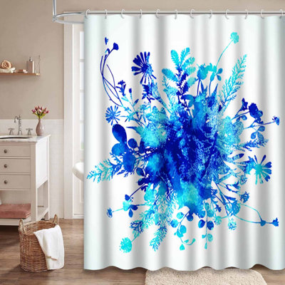 Rideau de douche bleu imperméable, rideaux de douche pour la salle de bain avec 12 crochets