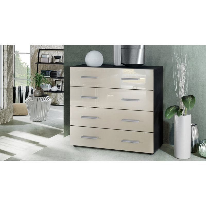 Mazur 76cm W 4 - Drawer Chest of Drawers, Black/Cream