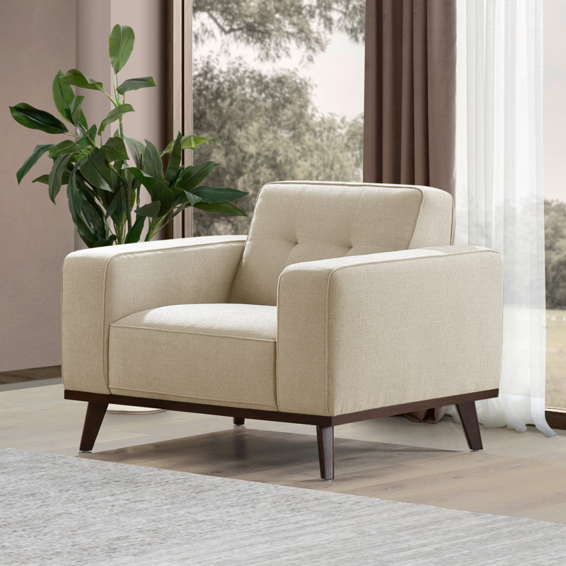 Chaise rembourrée Vicenza Mid-Century, beige, Beige