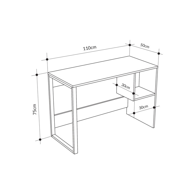 Ristin Writing Desk, Oak/Black