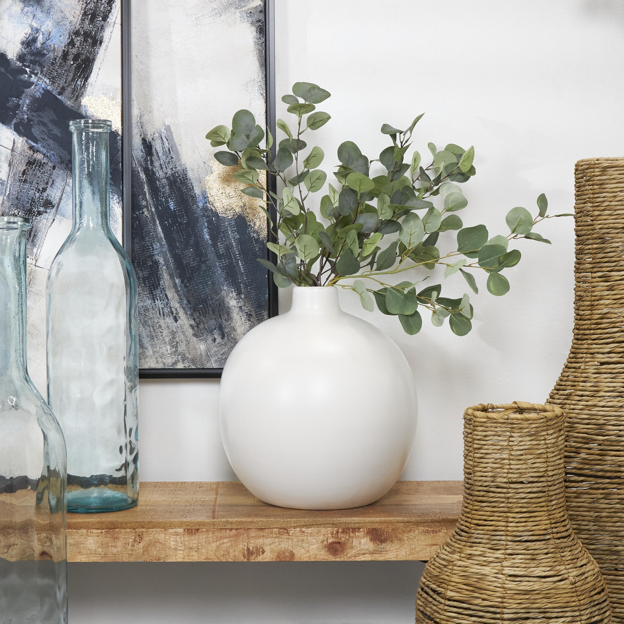 Mable Watertight Ceramic Table Vase , White