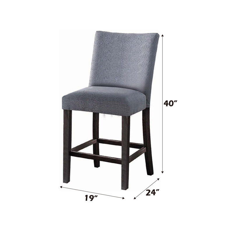 Chaise à hauteur de comptoir en tissu et finition espresso vieilli (ensemble de 2)