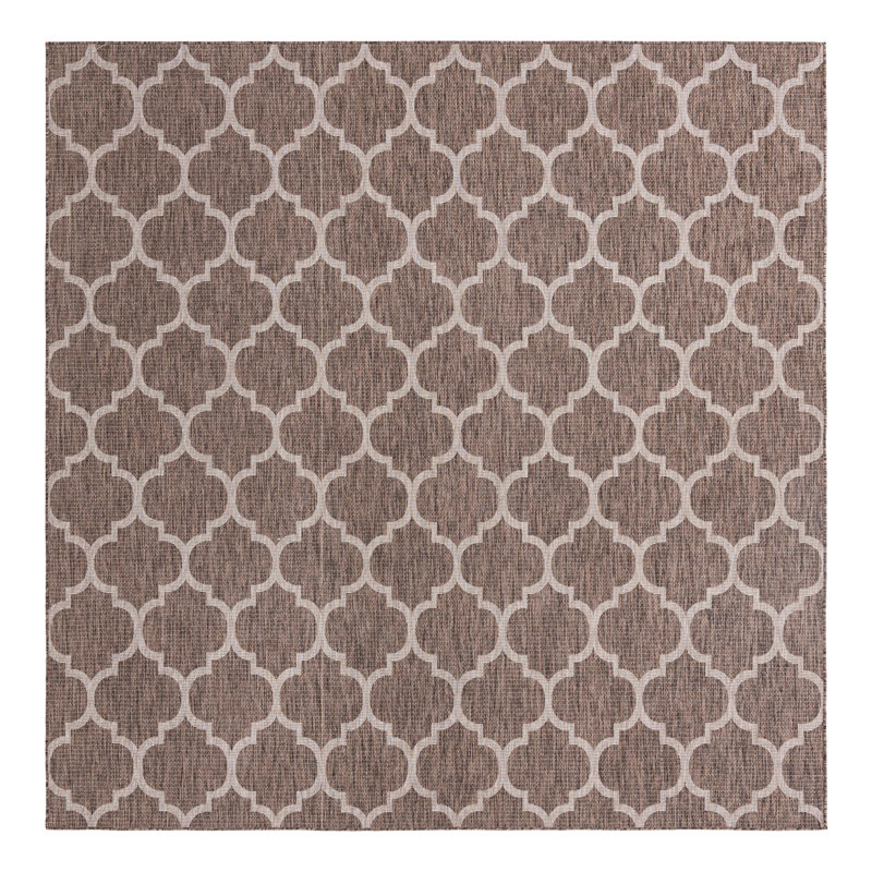 Hampstead Geometric Brown Indoor/Outdoor Area Rug, Square 10'8"