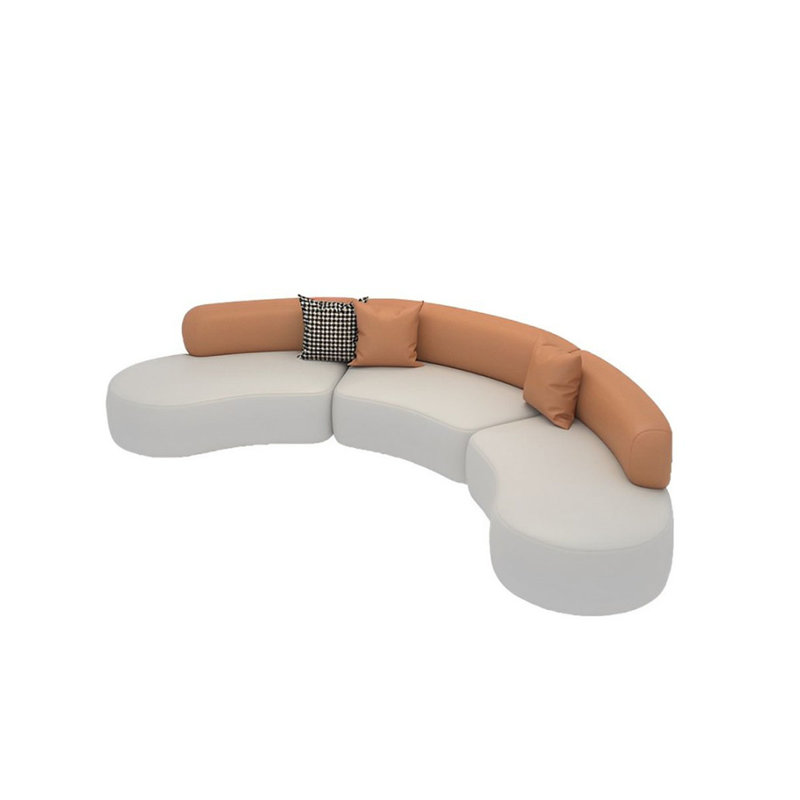 Canapé de loisir nordique luxueux, H 29,52 po x l 110,23 po x P 35,43 po, 4, Orange, blanc cassé