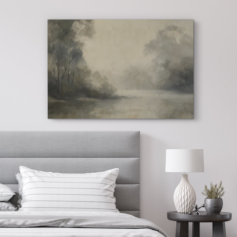 «Pastel Forest River», paysage abstrait, minimaliste, encadré, images de salon, Toile tendue, H 12 po x l 18 po