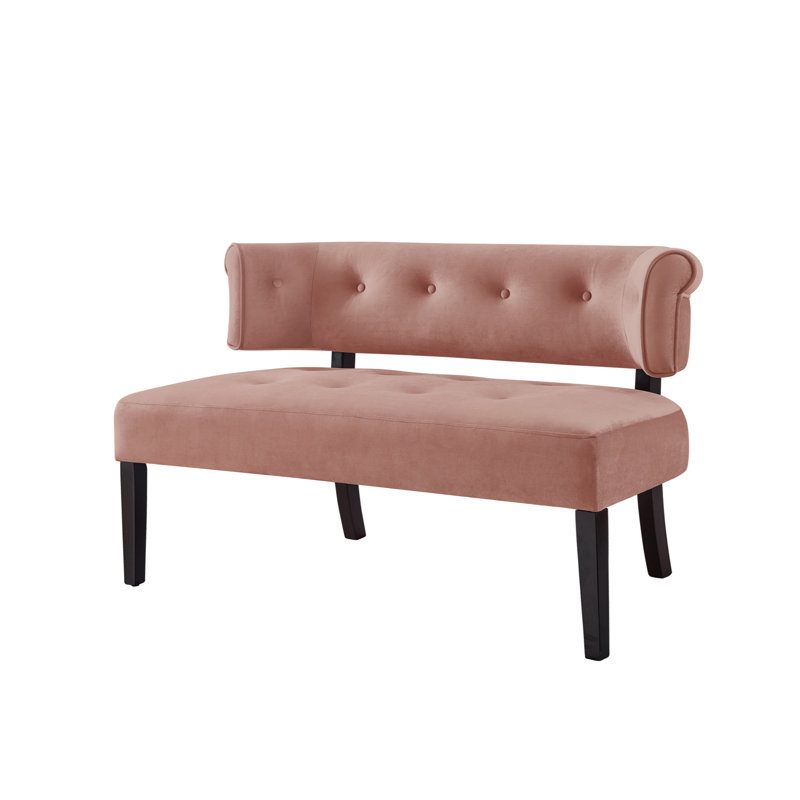 Cassius Setee Upholstered Bench For Entryway Bedroom, Blush Velvet