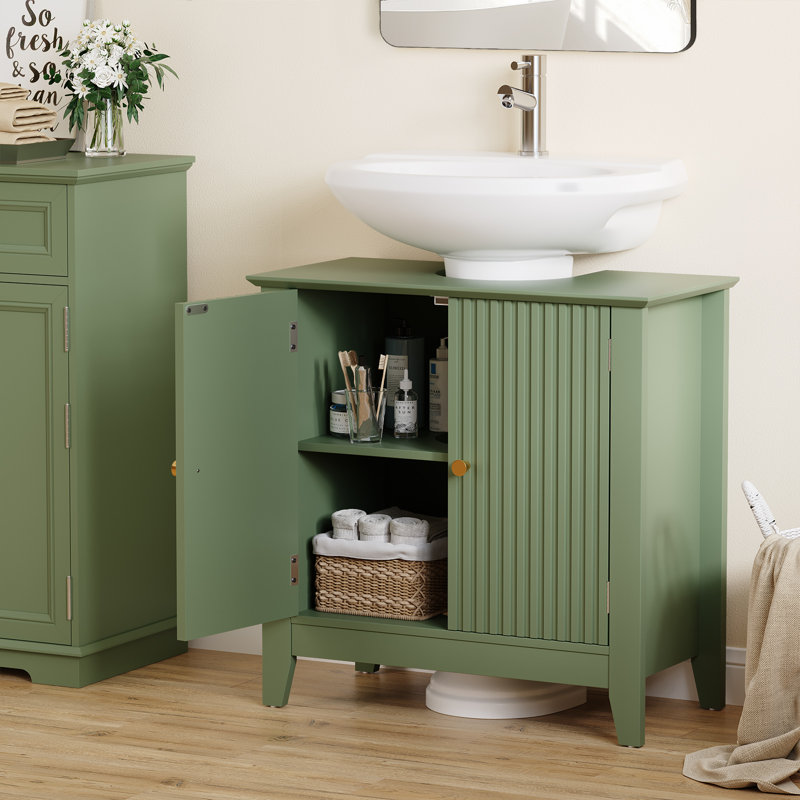 Modern Bathroom Sink Cabinet With Removable Shelf, Green