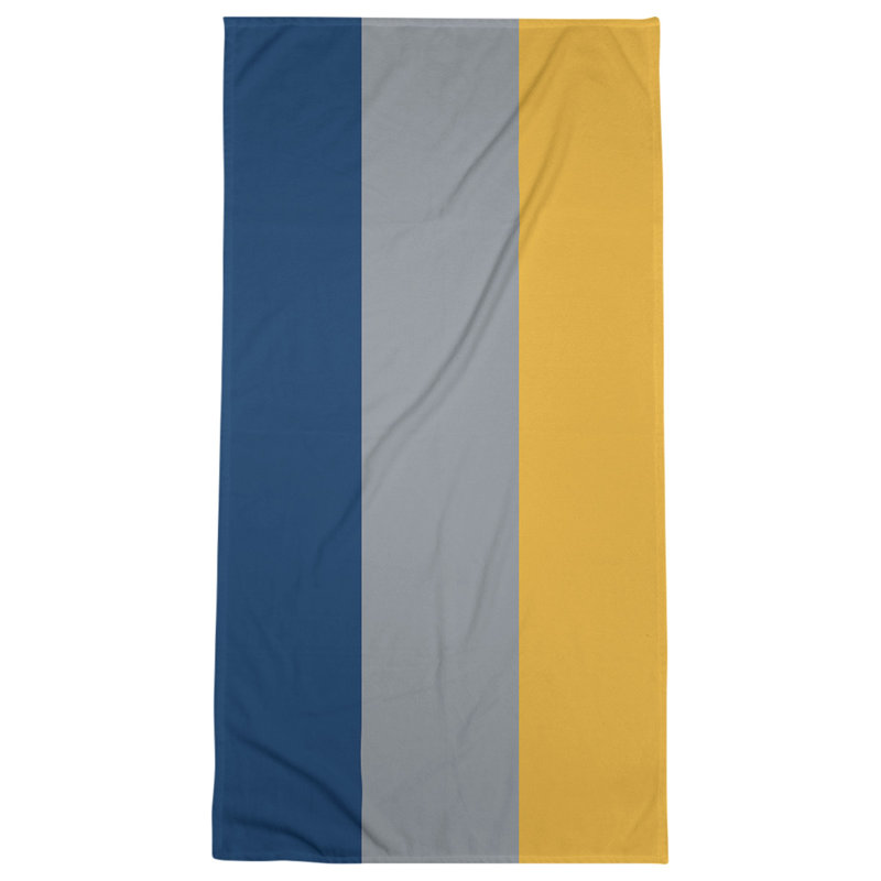 Vancouver Lightweight Beach Towel, Microfiber, Navy Blue/Silver/Gold